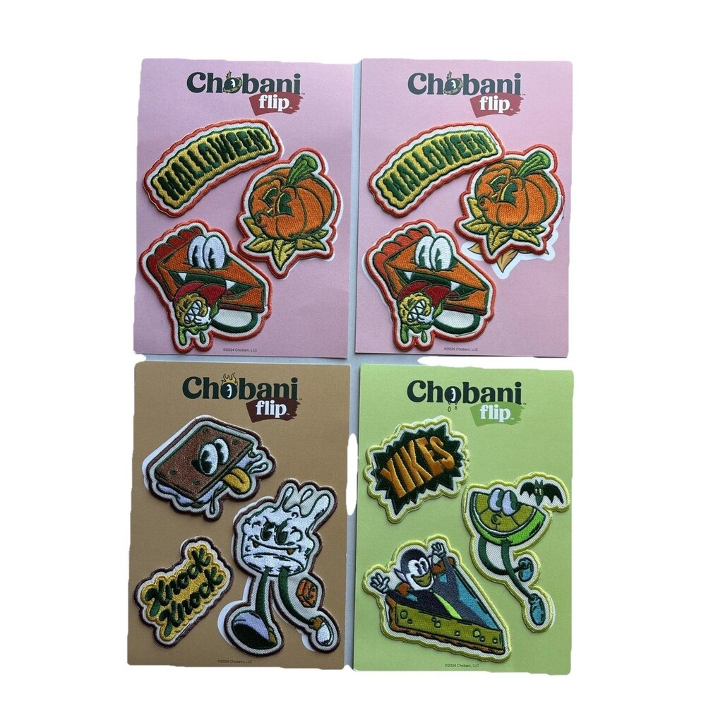 Chobani 12pc Embroidered Patches Funny Food Snack Mascots Quirky Collectible